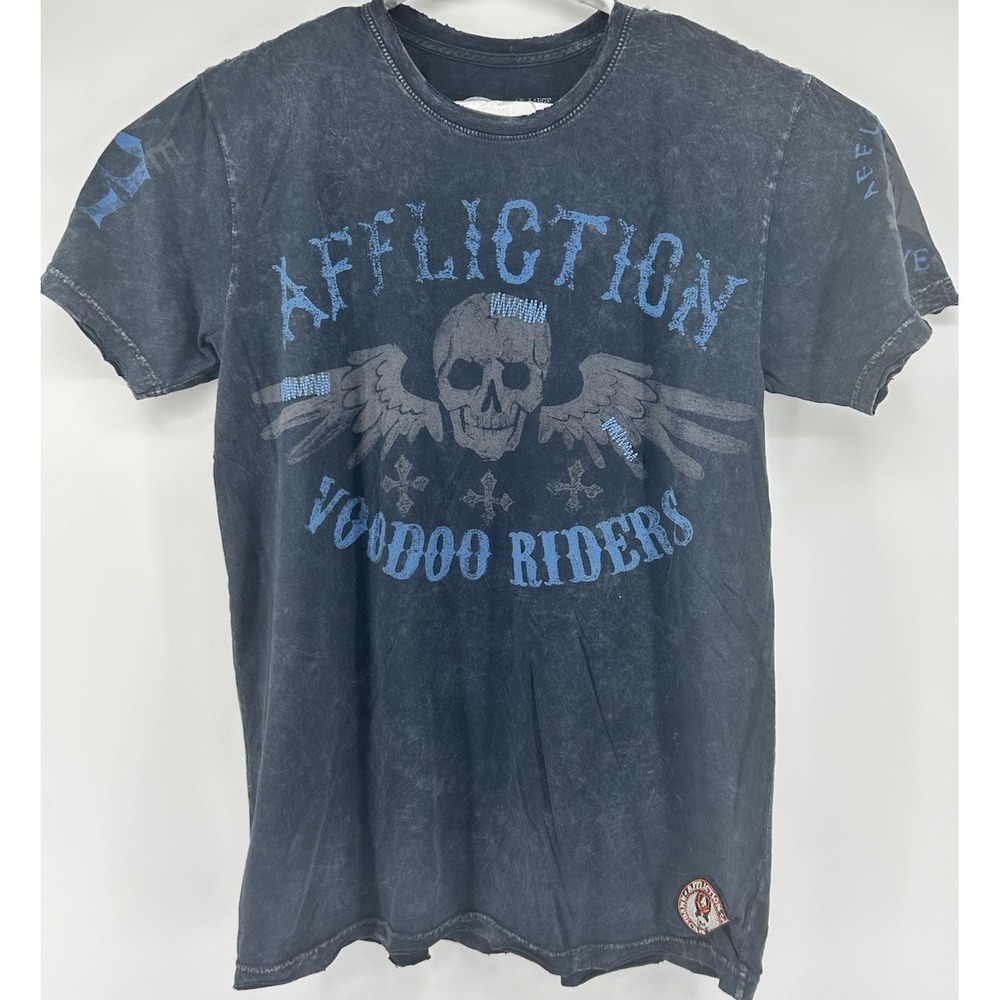 Affliction American Customs "Voodoo Riders" Short Sleeve Graphic Shirt Men's XL